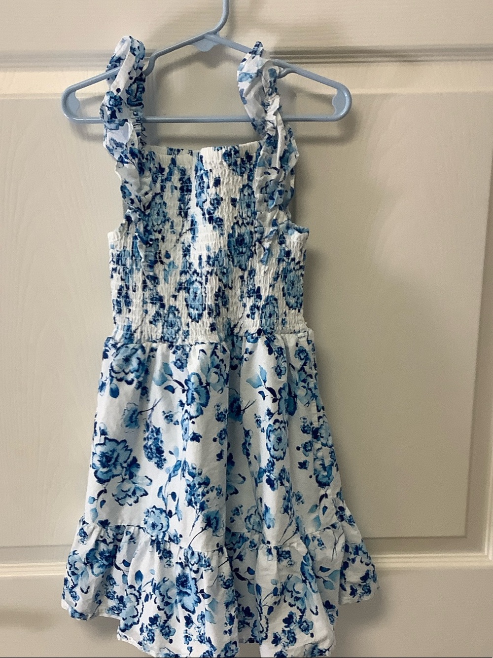 btween Blue and White Floral Ruffled Sundress